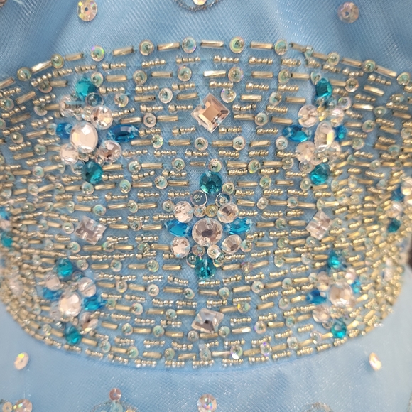 MORI LEE SPLASH BLUE BALLGOWN DRESS - Picture 4 of 11